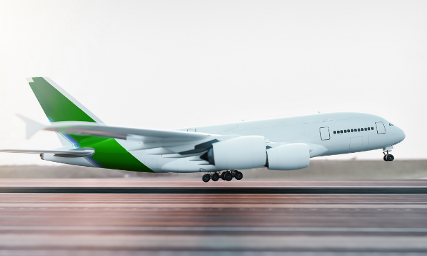 White transport plane with green stripe, shows air transport capabilities ExpressHeroes